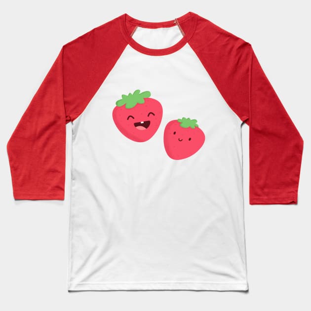 Happy Strawberries Baseball T-Shirt by cartoonbeing